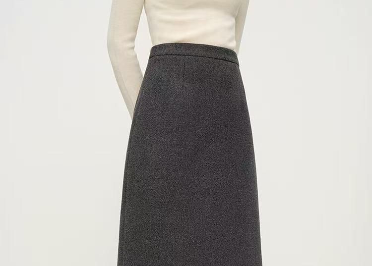 High Waist Melange Midi Straight Knit Skirt