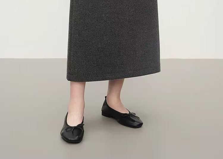 High Waist Melange Midi Straight Knit Skirt