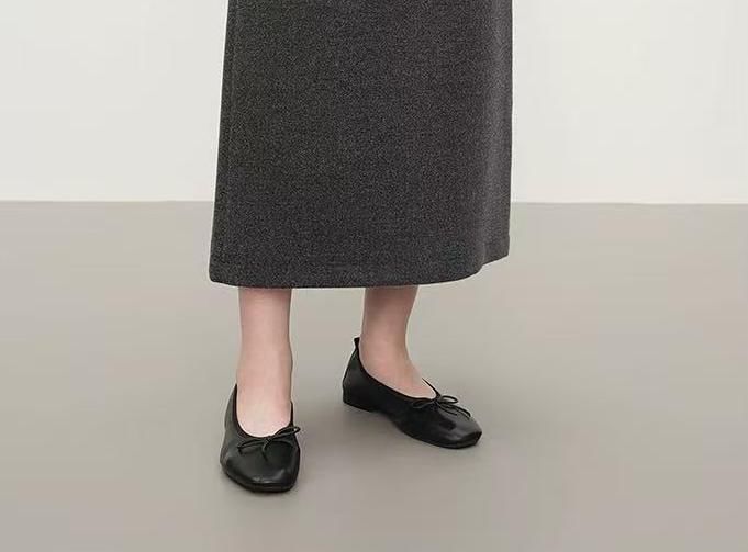 High Waist Melange Midi Straight Knit Skirt
