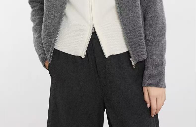Turtleneck Ribbed Zip Cardigan