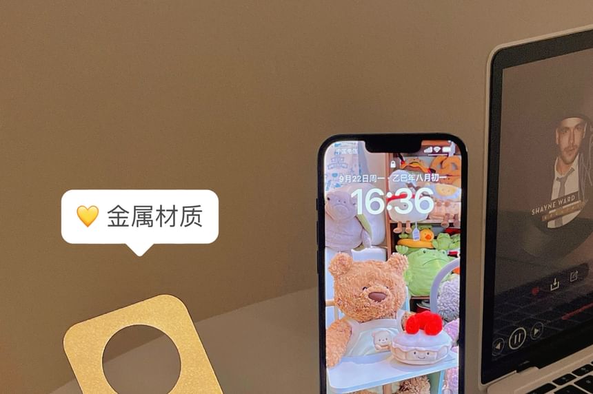 Alloy Wooden Desktop Phone Stand