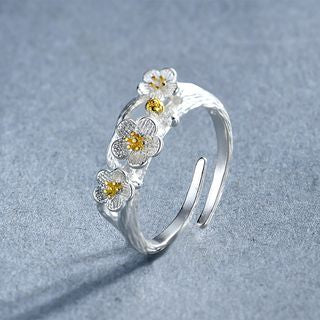 Ring 925 Sterling Silver Floral Open