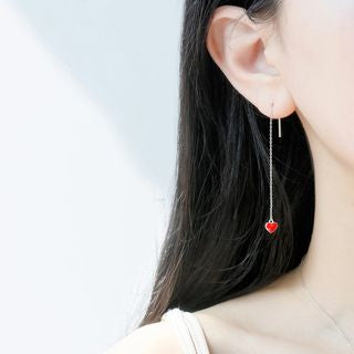 Sterling Earring 925 Heart Silver Drop