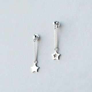 Silver 925 Sterling Star Asymmetrical Drop Earring