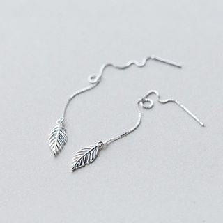 Silver Drop Leaf 925 Sterling Earring