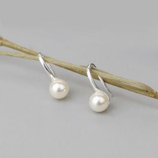 Silver Pearl Earring 925 Sterling Faux