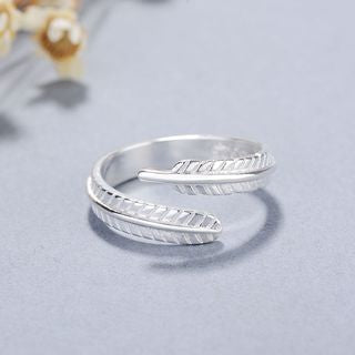 925 Feather Sterling Open Ring Silver