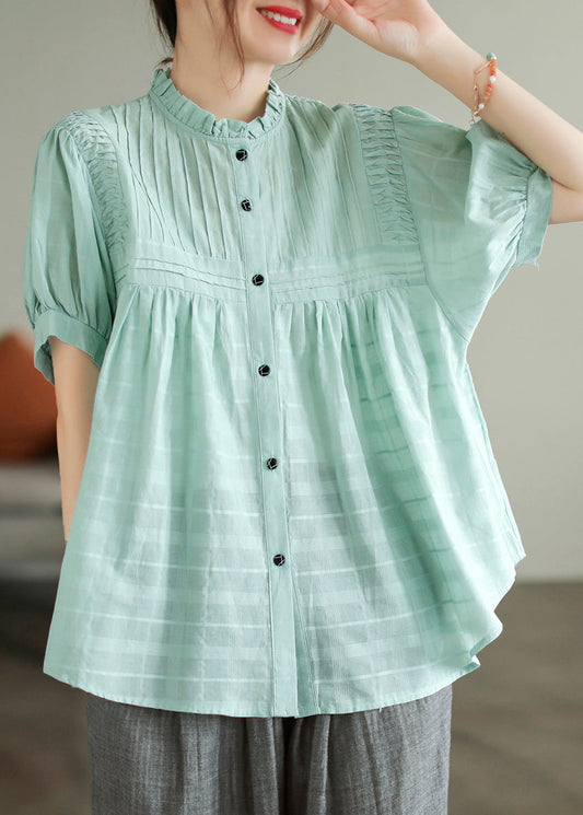 Blue Shirts Ruffled Summer Lake Wrinkled Cotton