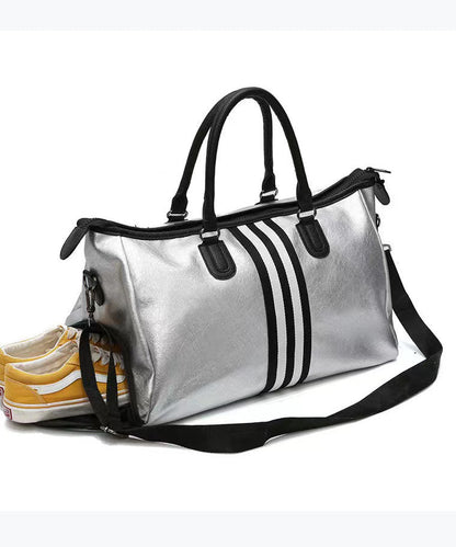 Large Capacity Black Striped Solid Durable Tote Handbag GG084