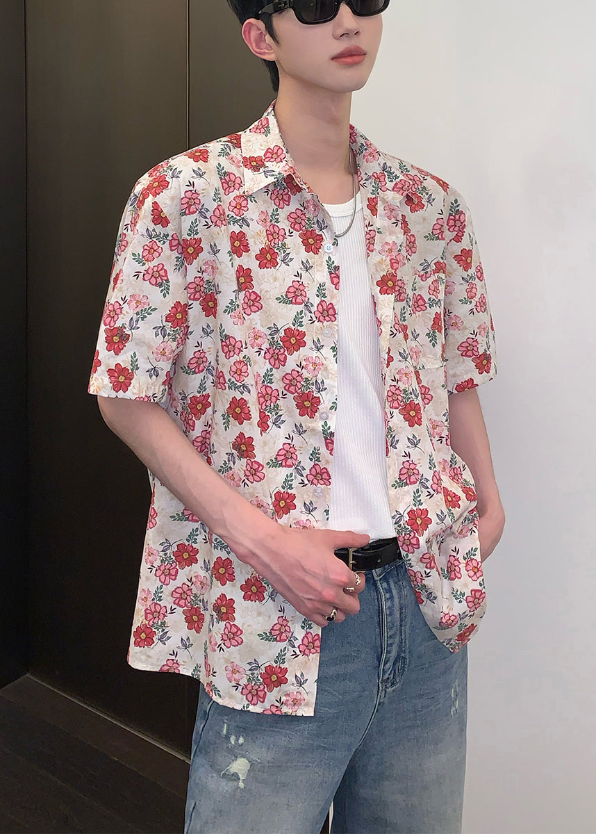 Leisure Versatile Short Sleeved Floral Vacation Style Shirt For Men HG007