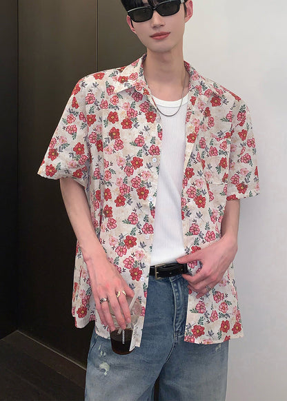 Leisure Versatile Short Sleeved Floral Vacation Style Shirt For Men HG007