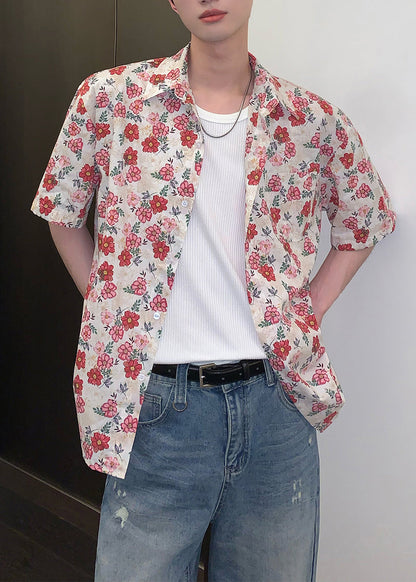 Leisure Versatile Short Sleeved Floral Vacation Style Shirt For Men HG007