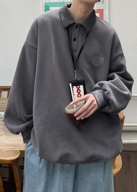 Baumwoll-Sweatshirt Peter Loose TC027 Spring Pan Button Apricot Herren Kragen