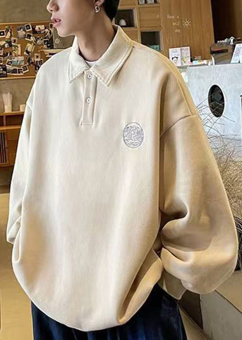 Baumwoll-Sweatshirt Peter Loose TC027 Spring Pan Button Apricot Herren Kragen