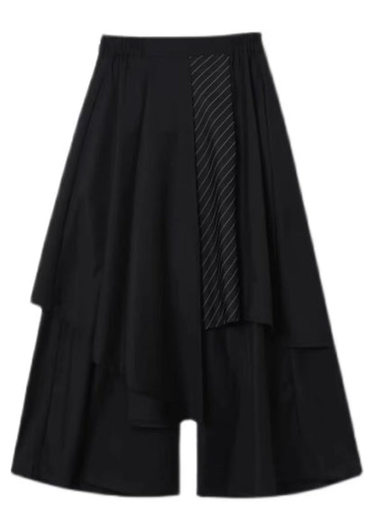 Loose Black Asymmetrical High Waist Men Wide Leg Pants Summer TR023