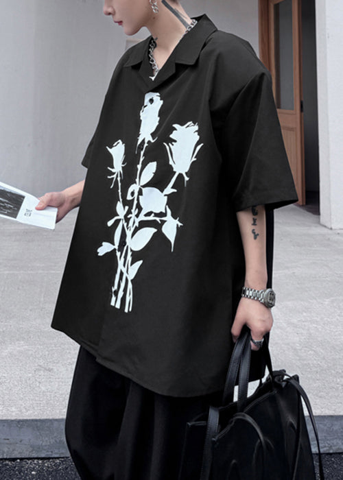Peter Black Sommer Herren Kragen Lose Pan Shirts Print Baumwolle
