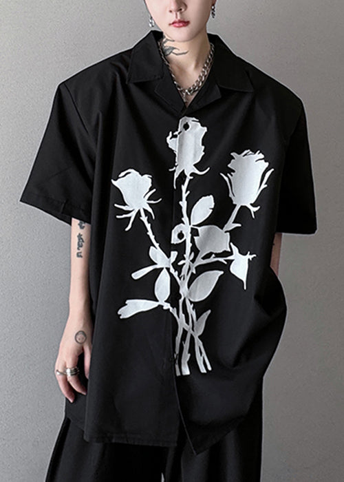 Peter Black Sommer Herren Kragen Lose Pan Shirts Print Baumwolle