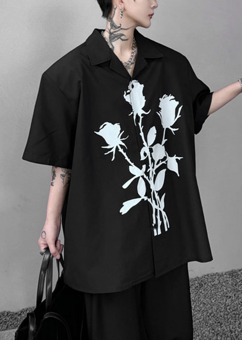 Peter Black Sommer Herren Kragen Lose Pan Shirts Print Baumwolle