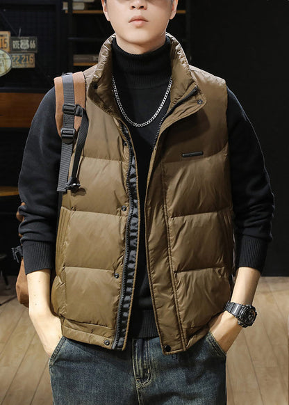 Loose Coffee Zip Up Pockets Men Puffer Vest Winter EQ039