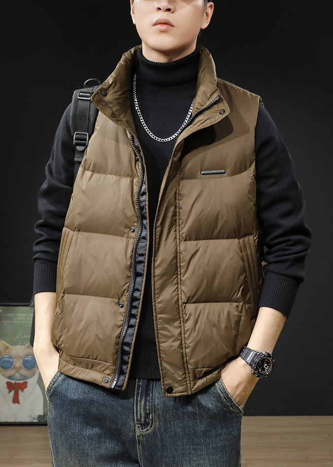 Loose Coffee Zip Up Pockets Men Puffer Vest Winter EQ039