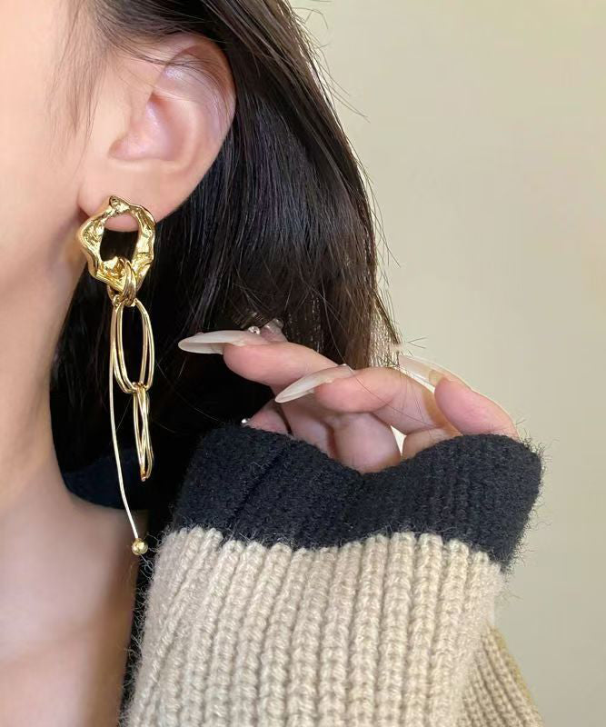 Loose Gold Metal Alloy Tassel Drop Earrings WH057