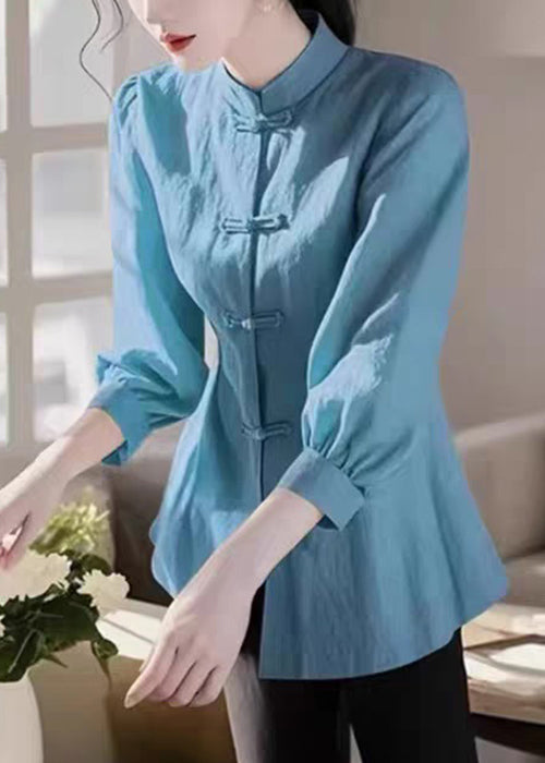 Cotton Collar Bracelet Stand Green Loose Button Blouse Sleeve