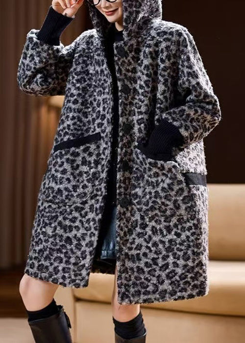 Parka ample grise à capuche et poches pour femme, printemps TY011