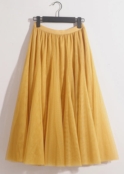 Loose Grey Solid Elastic Waist Tulle Skirts Summer AS1008 Ada Fashion