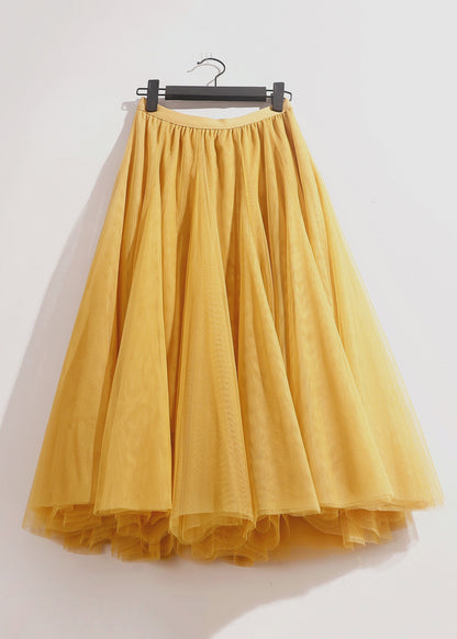 Loose Grey Solid Elastic Waist Tulle Skirts Summer AS1008 Ada Fashion