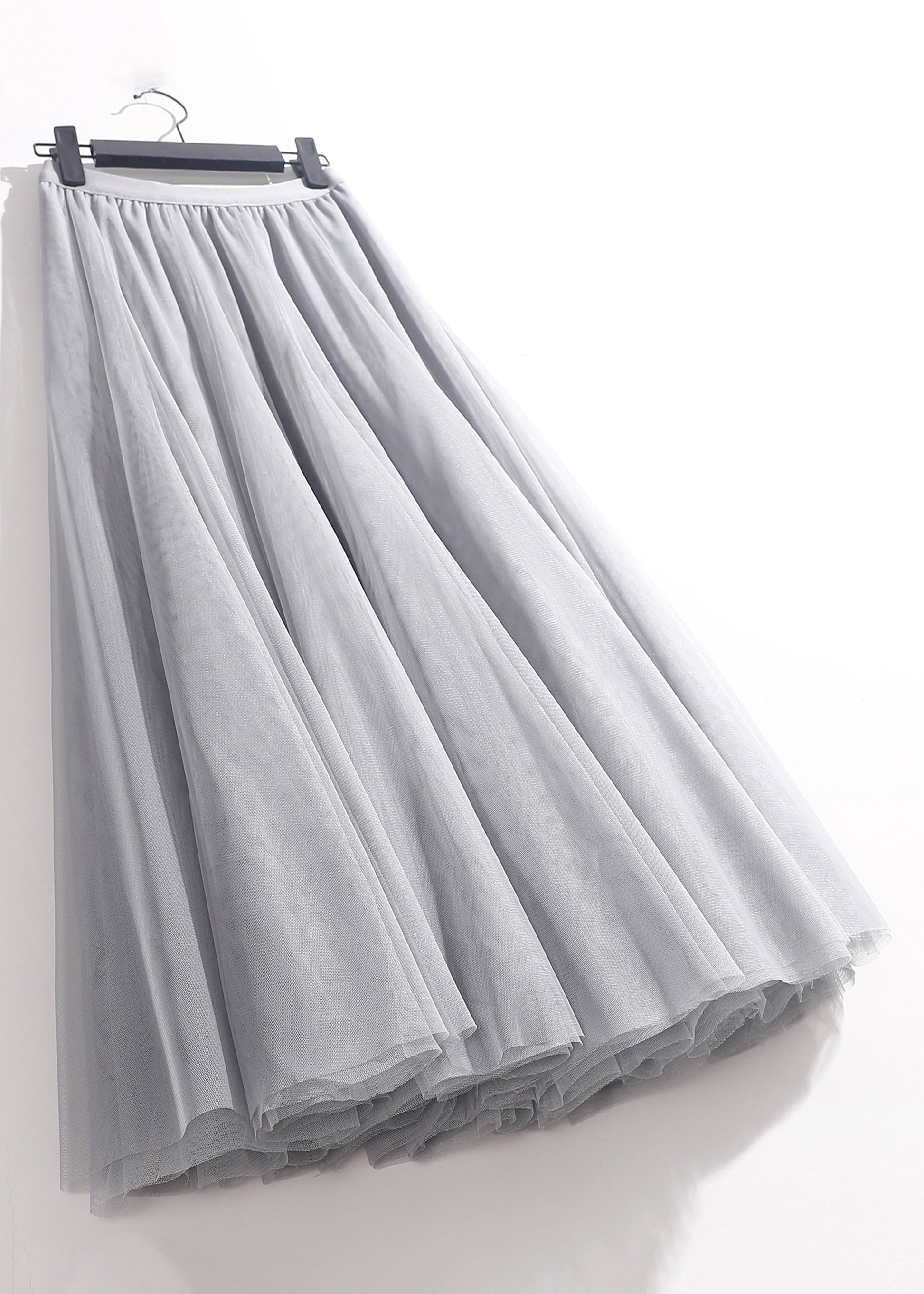 Loose Grey Solid Elastic Waist Tulle Skirts Summer AS1008 Ada Fashion