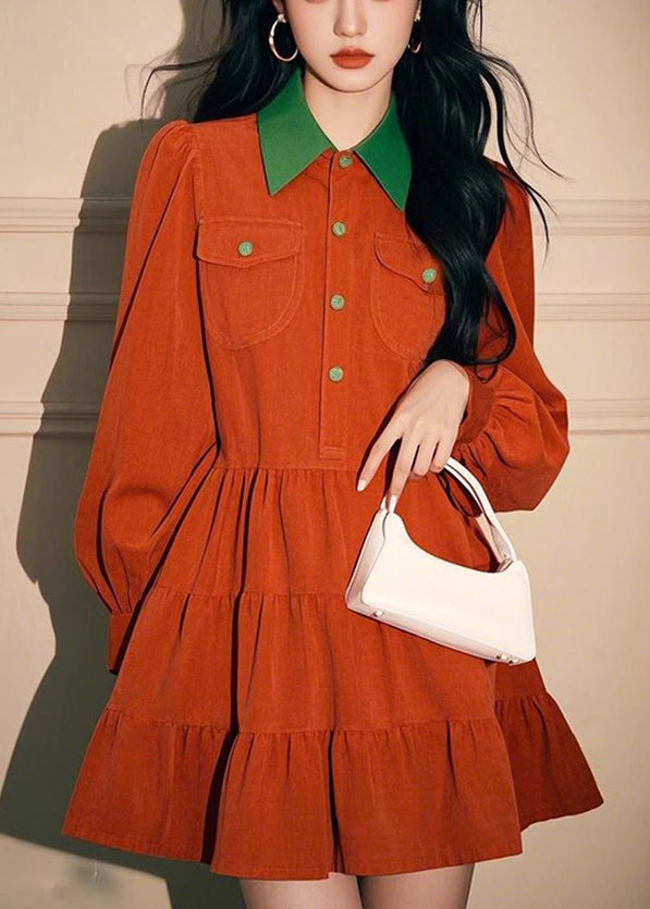 Dress Pan Orange Spring Button Corduroy Peter Shirts Loose Collar