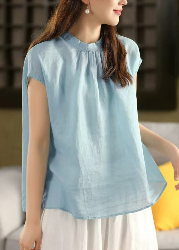 Summer Both Sides Loose Shirt Linen Wear Button Pink On