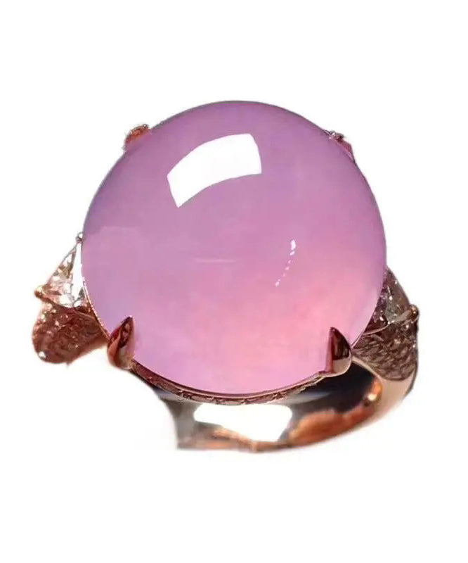 Loose Pink Sterling Silver Overgild Jade Rings AC1029