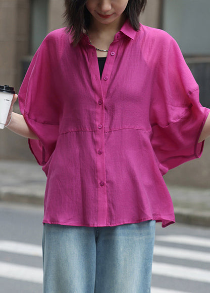 Loose Rose Peter Pan Collar Button Shirt Summer WW037