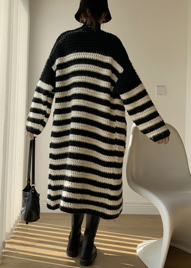 Loose Striped V Neck Striped Knit Loose Cardigan Winter WY018