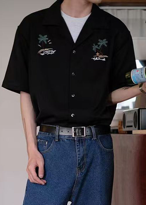 Taste Sommer Embroideried Shirts Baumwolle Lose Weiß herren