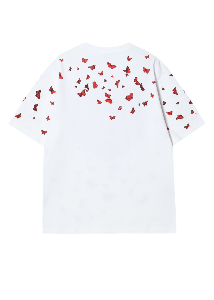 T-shirt à manches courtes en coton blanc à col rond pour homme LK044