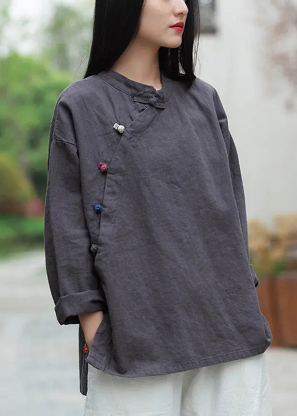 Loose Yellow Button Low High Design Linen Shirt Long Sleeve Ada Fashion