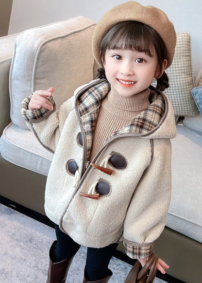 Lovely Green Patchwork Button Kids Hooded Coat Winter WL027