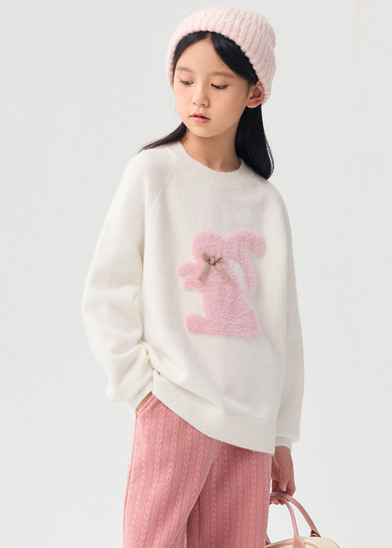 Lovely Pink Animal Print Cotton Knit Girls Sweater Spring TP033