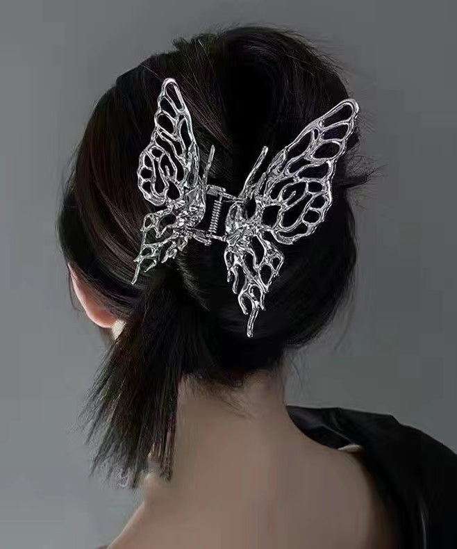 Pince à cheveux papillon en métal ajouré de luxe pour femmes et filles, motif géométrique YI035
