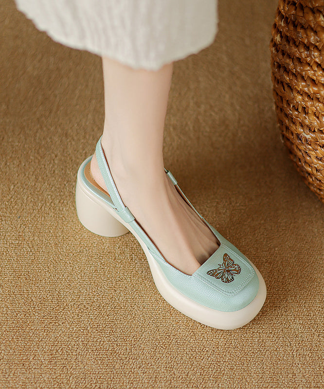 Spleißen Sandalen Schaffell Neue Blockabsatz Grün Mint