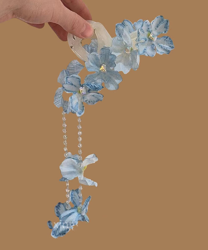 Blaue Blumenperlen Moderne Legierung Haarnadel Quaste