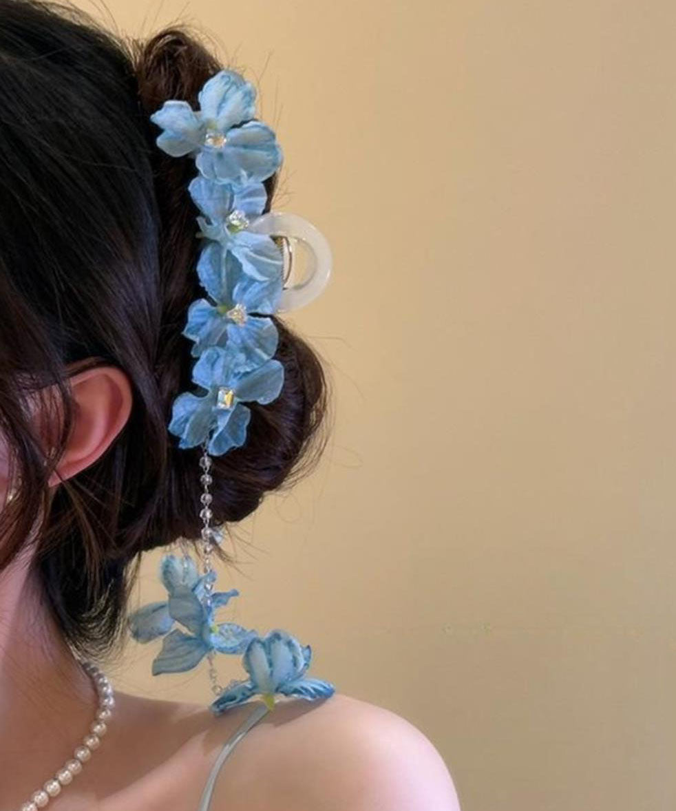Blaue Blumenperlen Moderne Legierung Haarnadel Quaste