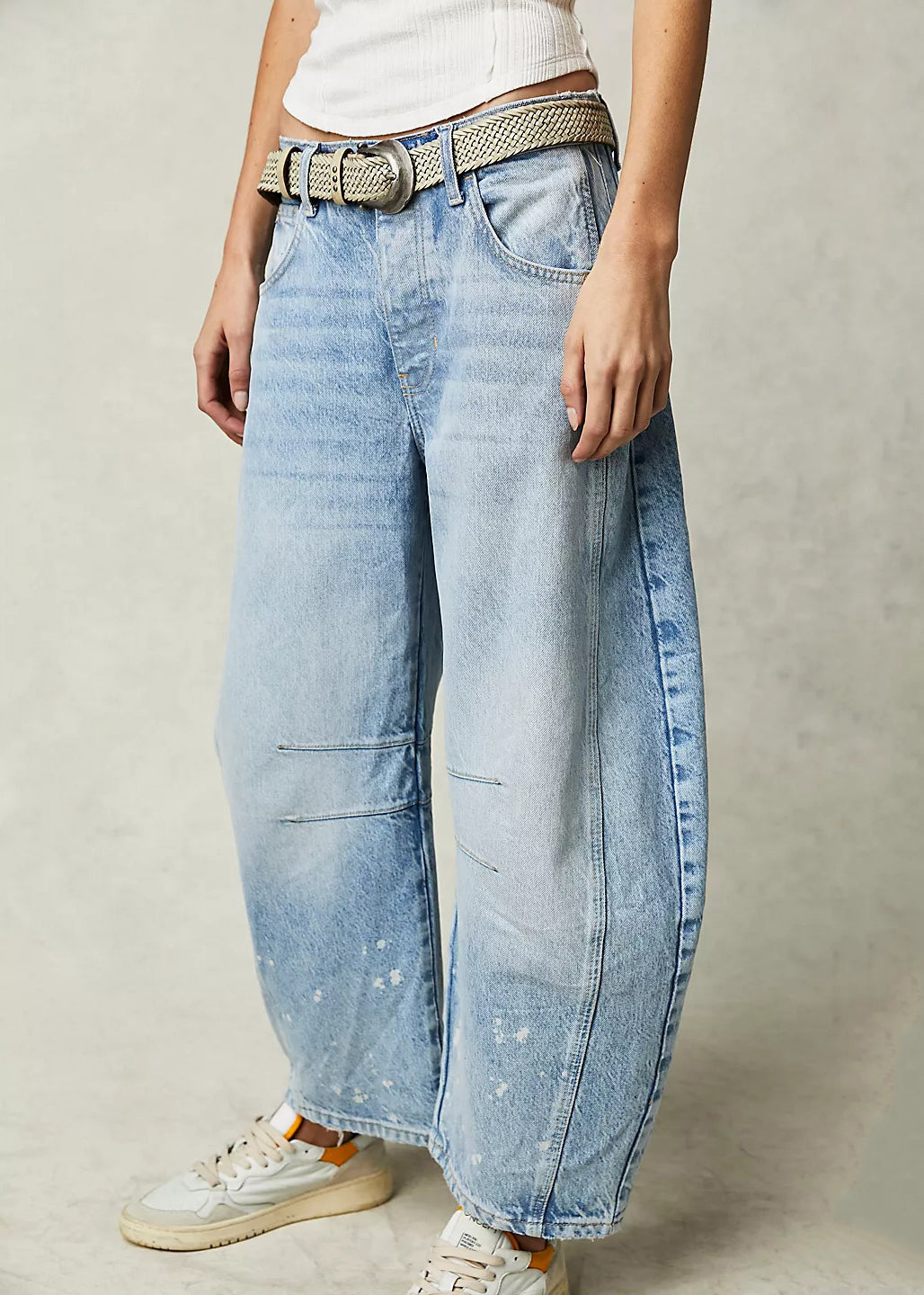 Taille Denim Hose Modern Blue Crop High Summer Taschen