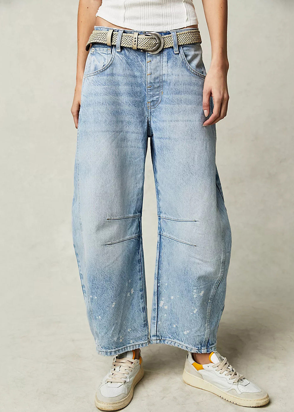 Taille Denim Hose Modern Blue Crop High Summer Taschen