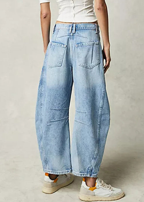 Taille Denim Hose Modern Blue Crop High Summer Taschen