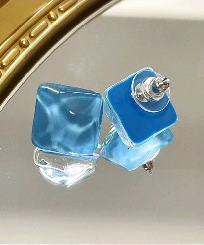 Moderne Ohrstecker aus Sterlingsilber mit blauem Overgild-Kristall KX1017