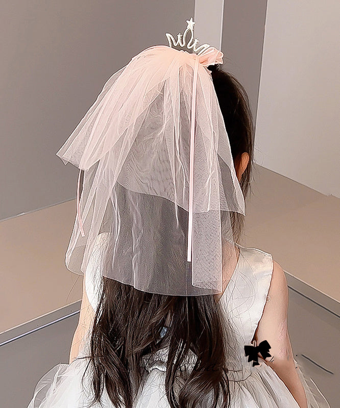Modern Champagne Alloy Zircon Tulle Headcloth Kids Hairpin YG030