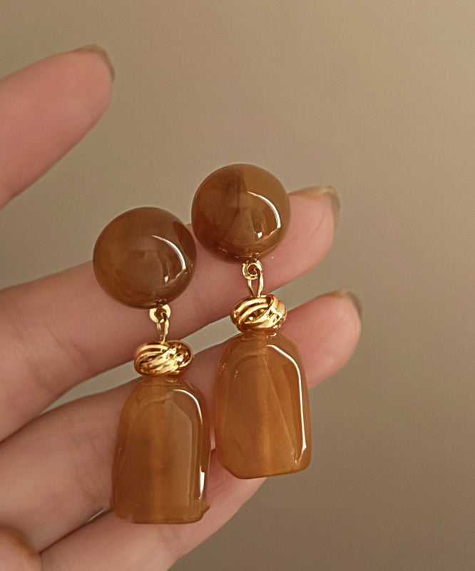 Boucles d'oreilles pendantes en résine acrylique et alliage de café modernes PO035